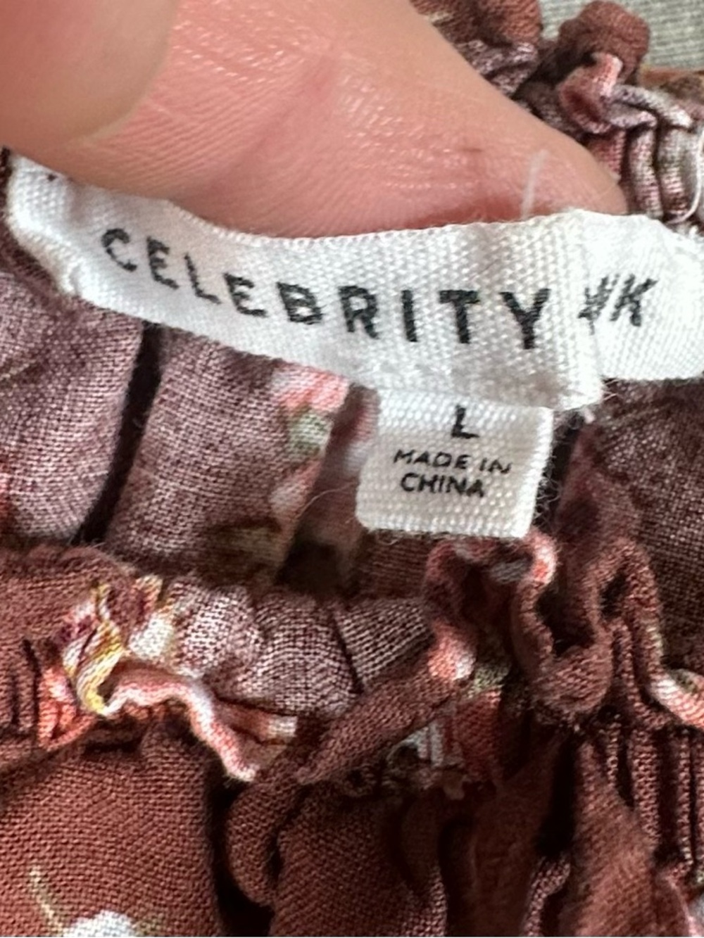 Celebrity Pink brown floral midi dress with smocked waist sz L - Picture 3 of 9